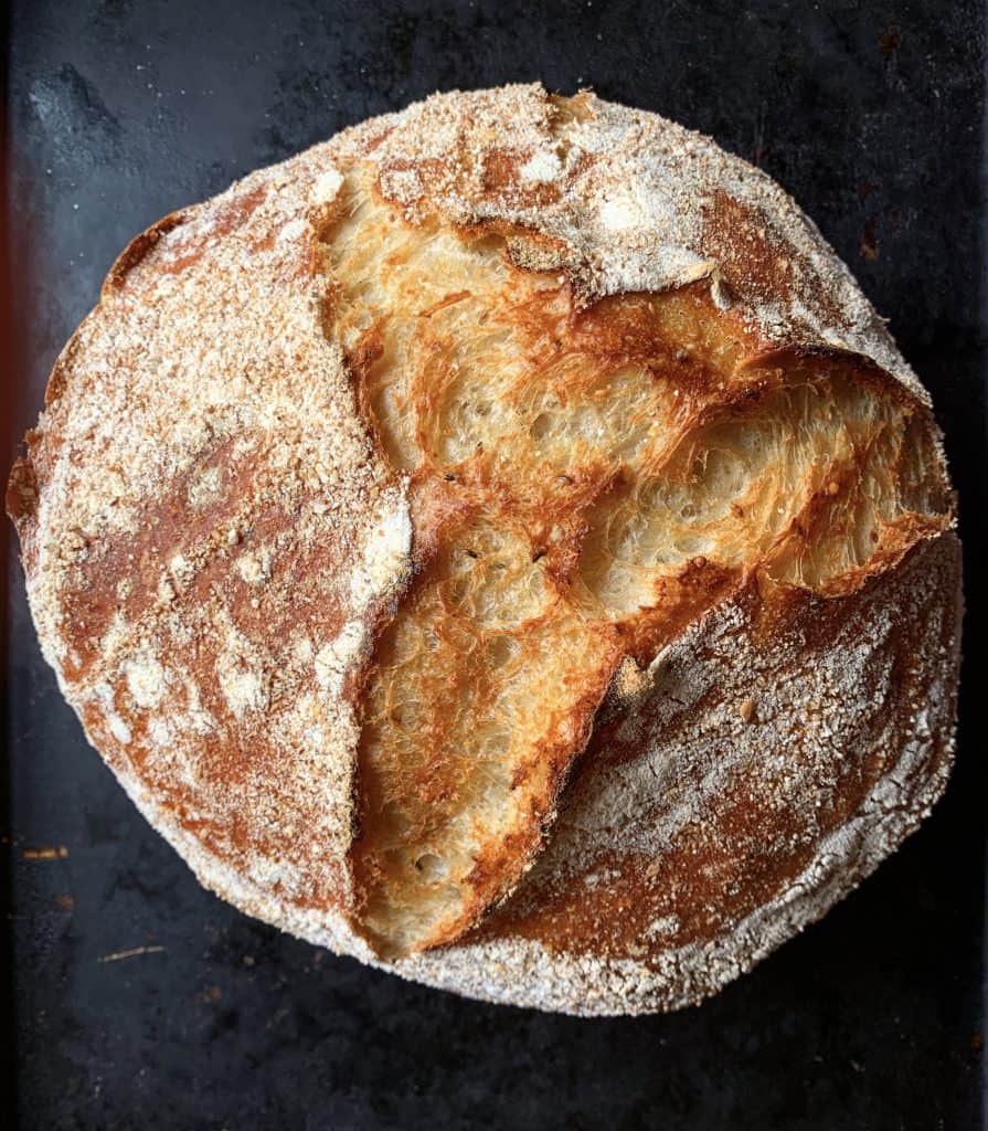 No knead bread cooling