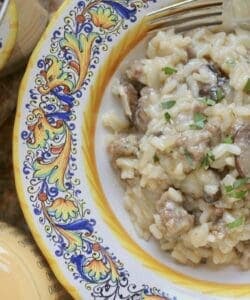 flat lay risotto in a bowl