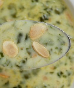 Spoonful of spinach soup