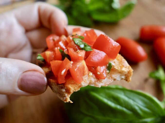 half eaten bruschetta