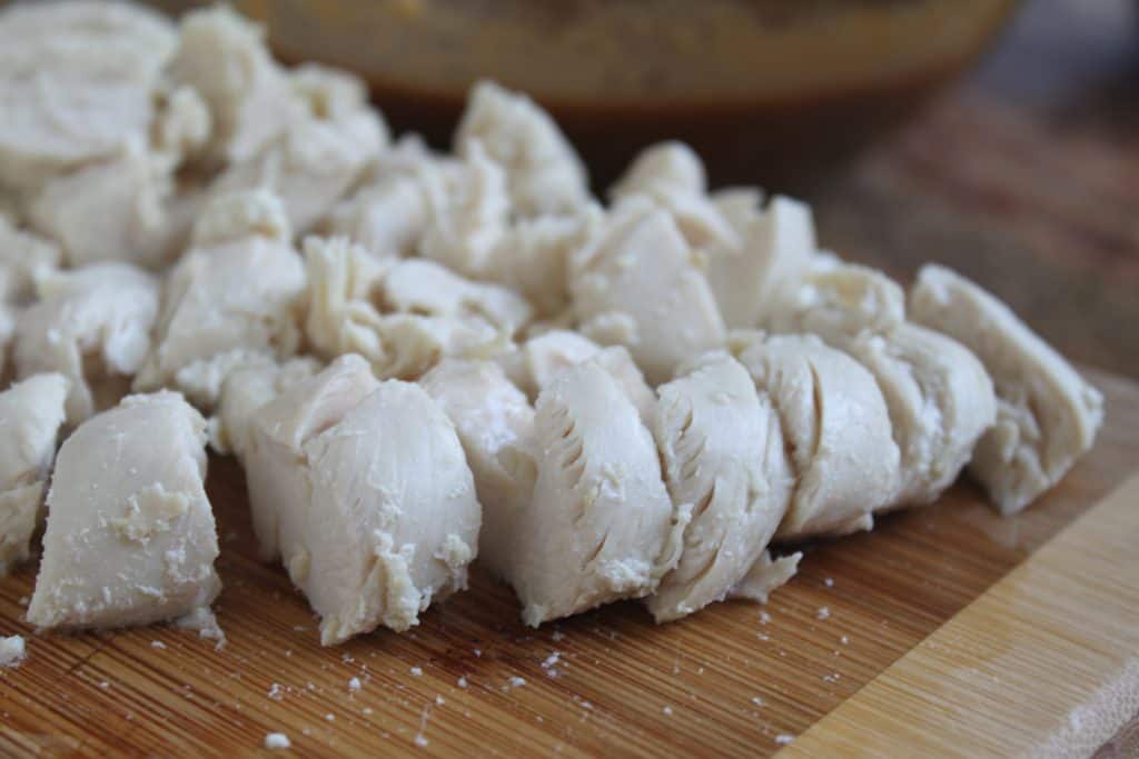 cut up chicken for soba noodles