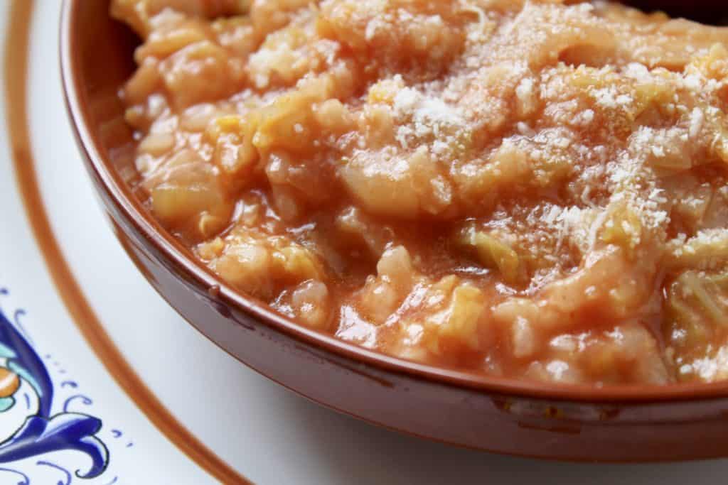 southern italy italian cabbage and rice with parmesan cheese