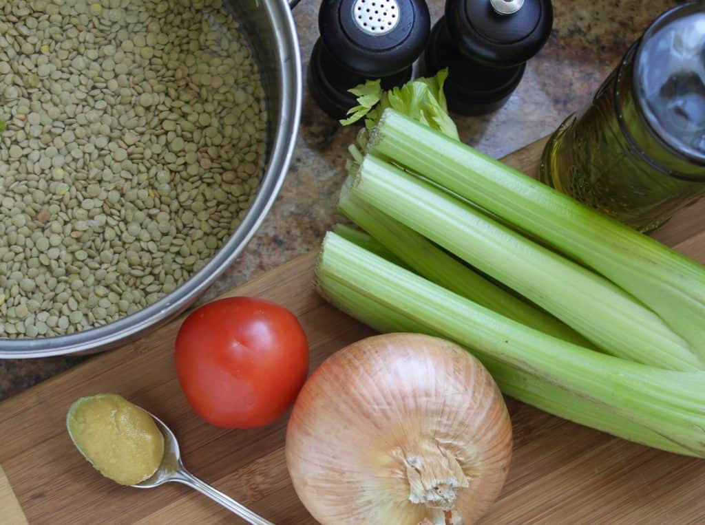 ingredients for lentil soup