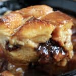 Chocolate bread and butter pudding with whisky sauce