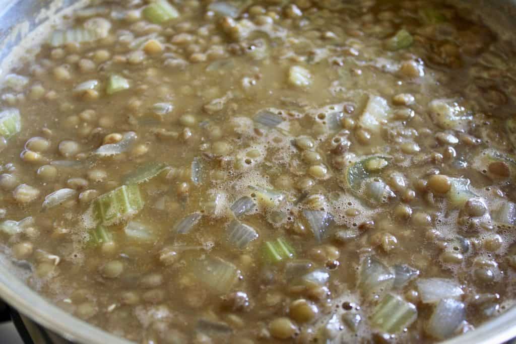 lentil soup when it's ready in the pot