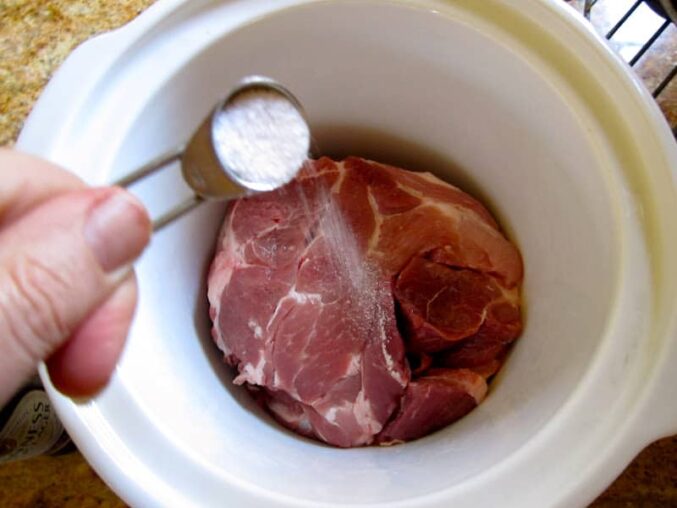 bbq Pulled Pork crock pot recipe (adding salt to pork)