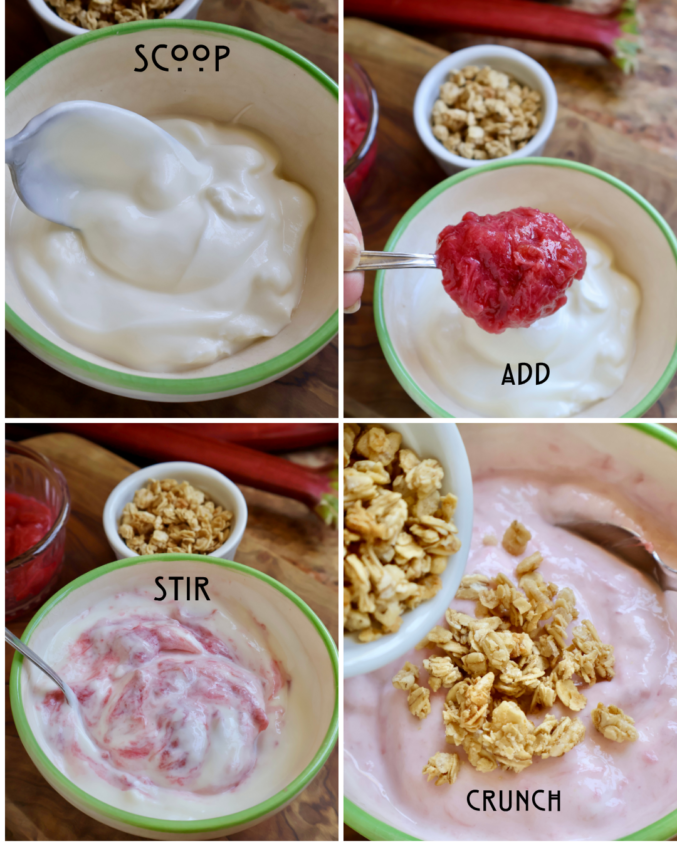 rhubarb yogurt collage how to make