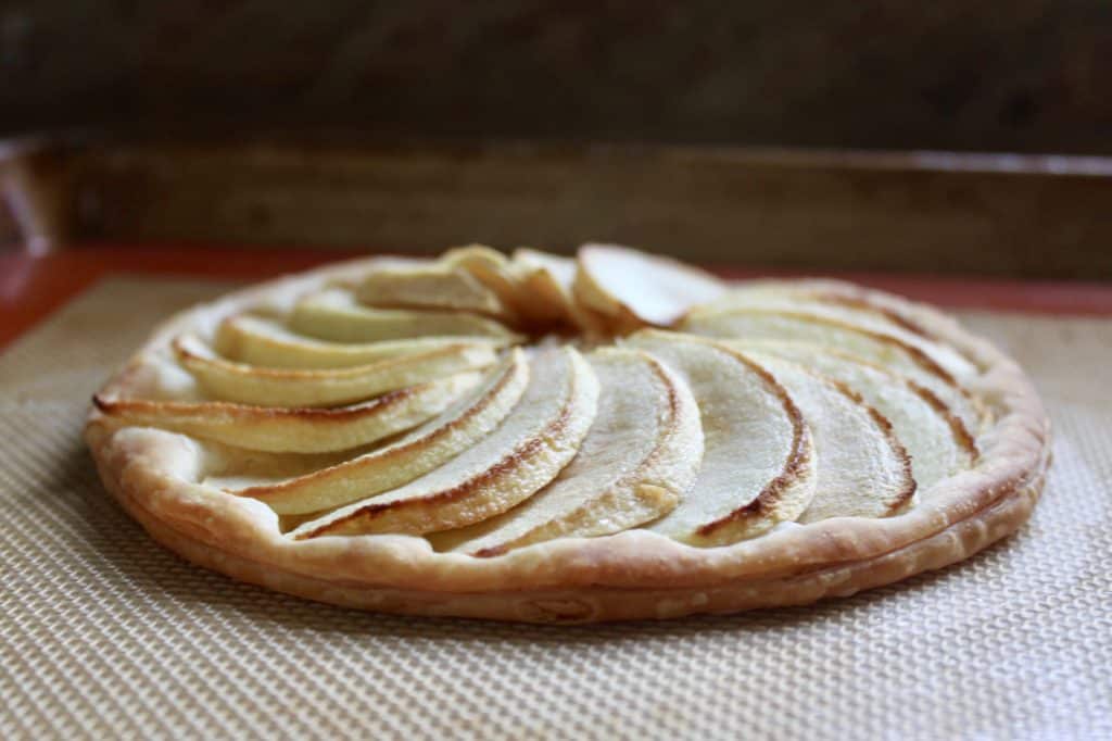 baked galette on tray.