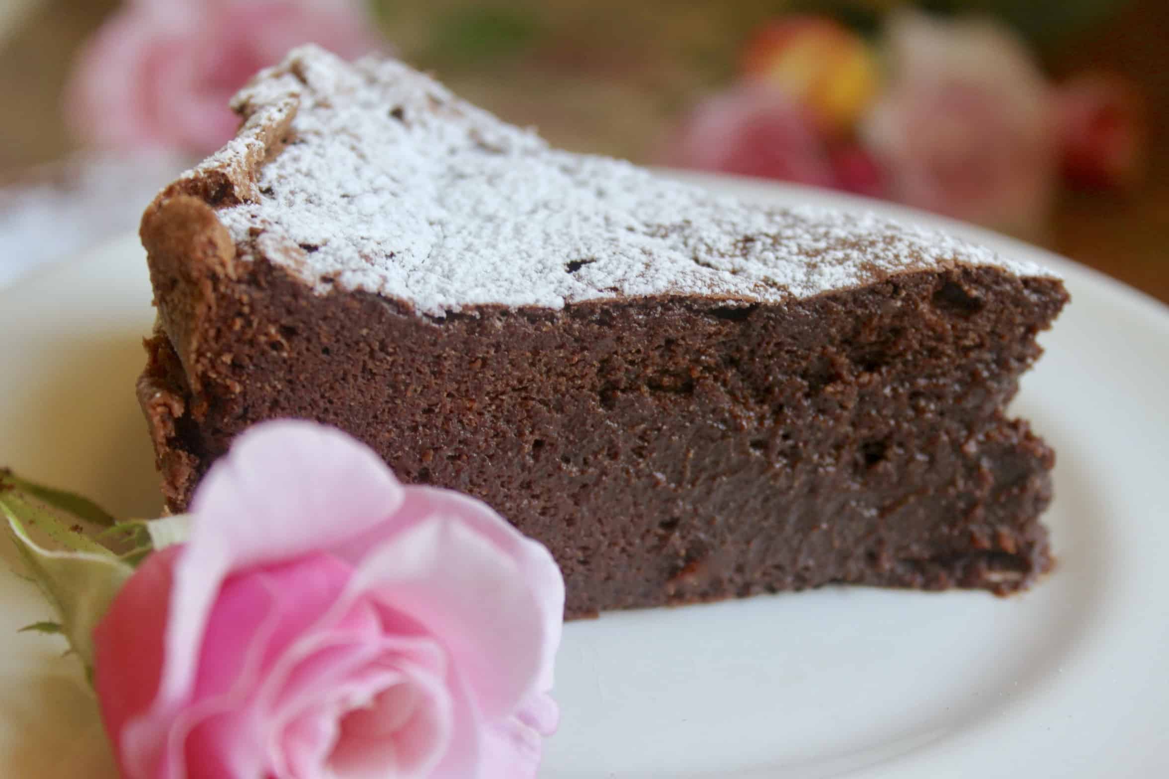 flourless chocolate torte on a plate