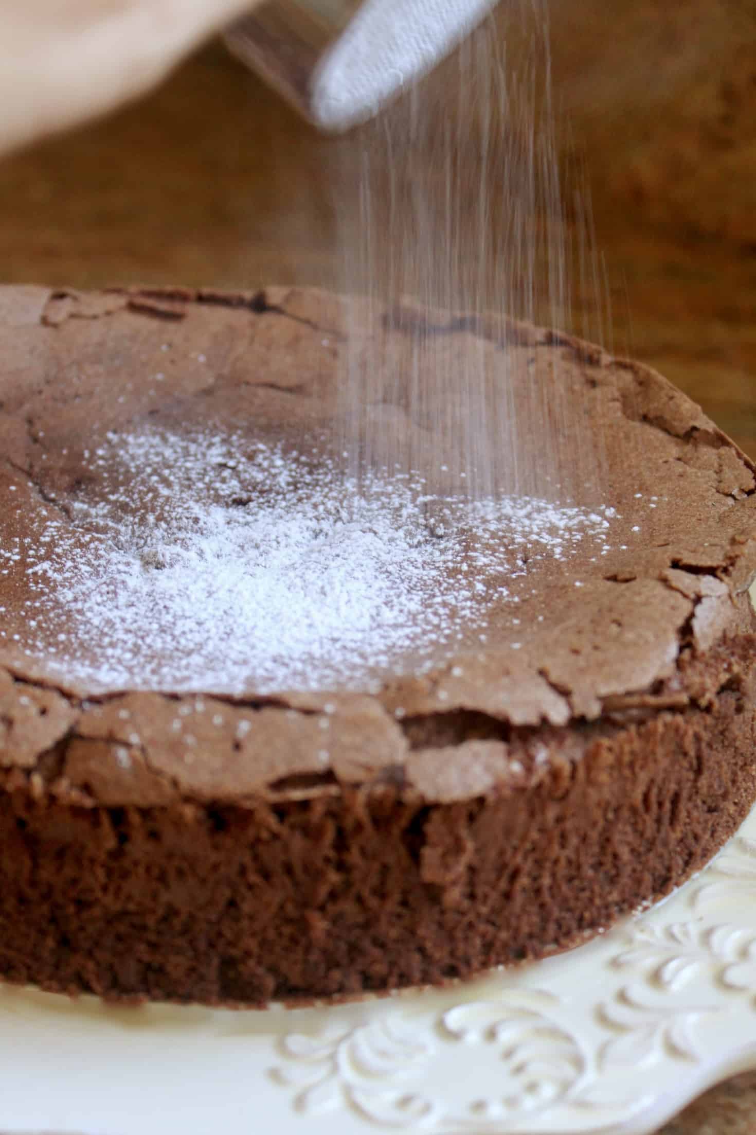 flourless chocolate cake dusting