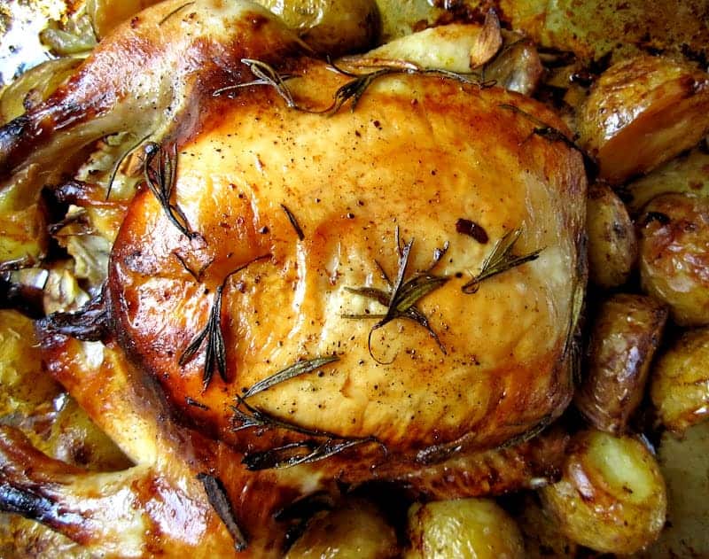 Rosemary Citrus Roast Chicken (overnight marinade) with Roasted Potatoes | Christina's Cucina