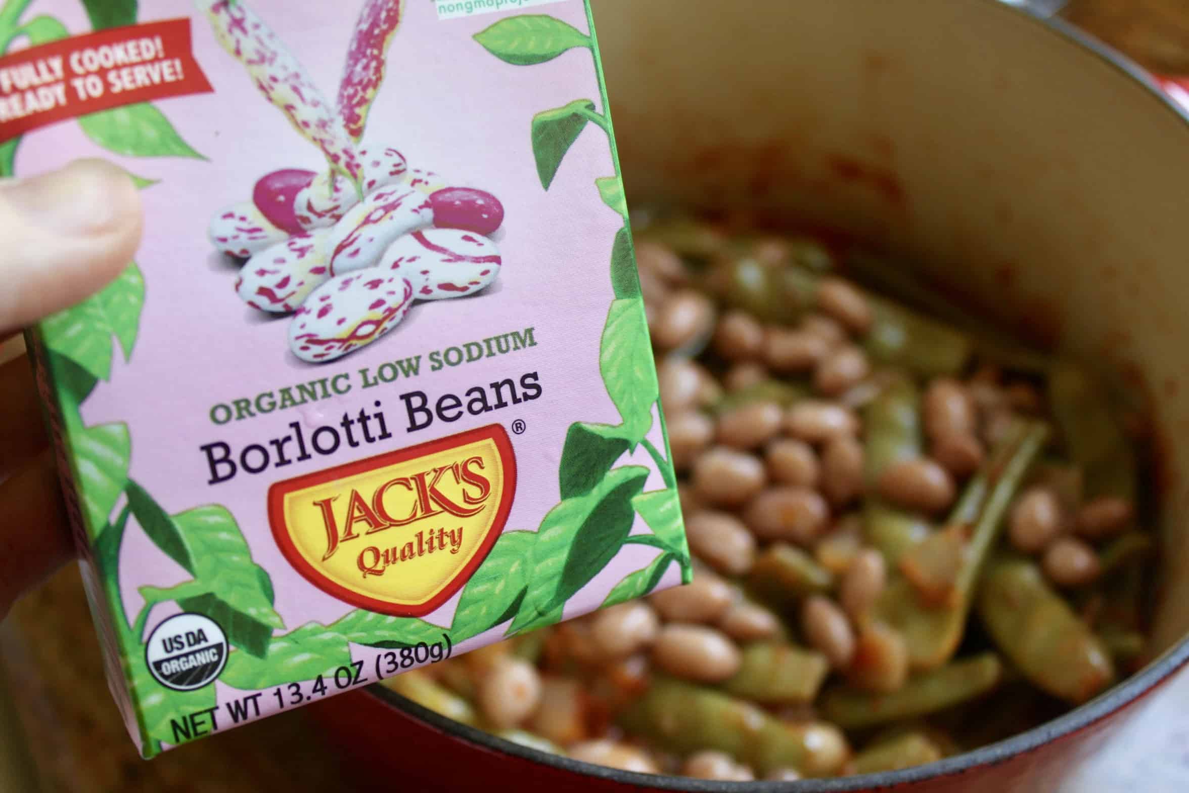 Jack's Borlotti beans with pot below