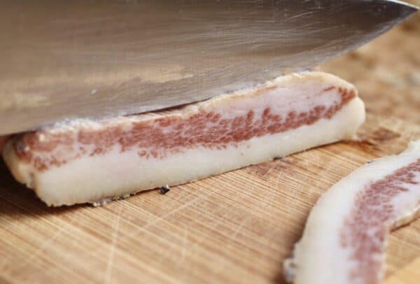 slicing guanciale