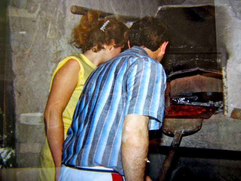 Gianfranco and me making pizza in Italy