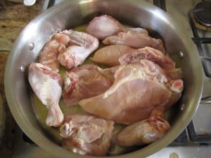 Chicken Cacciatore being made in a pan