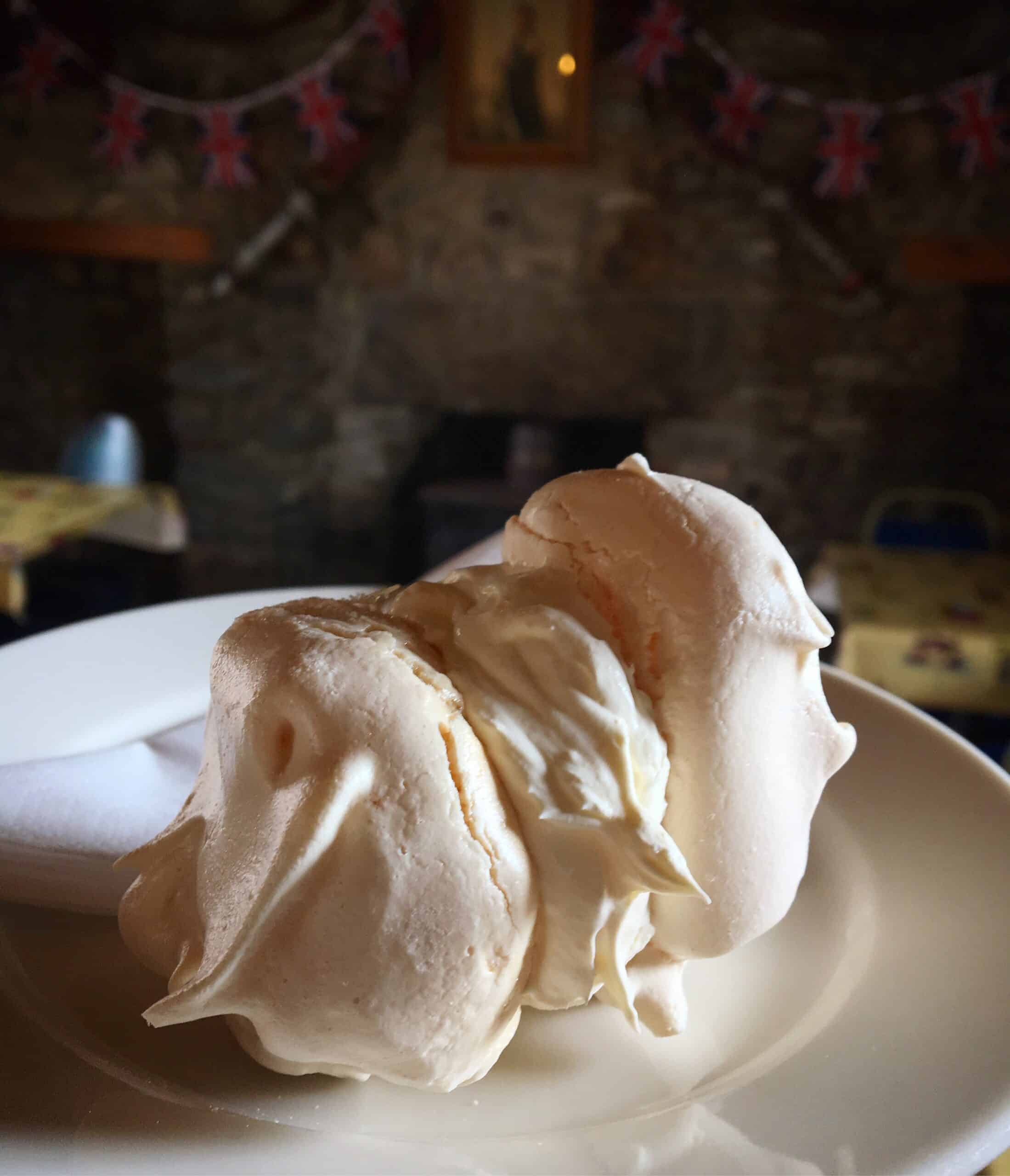 beautiful cream meringue in a Scottish tea room