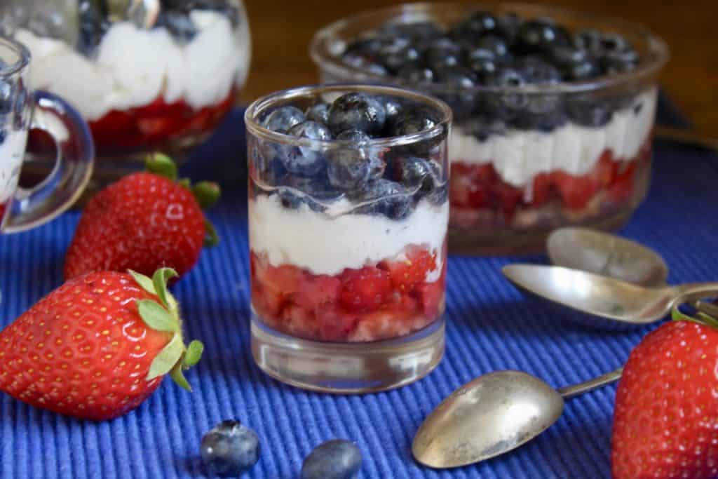 red white and blue mini trifles