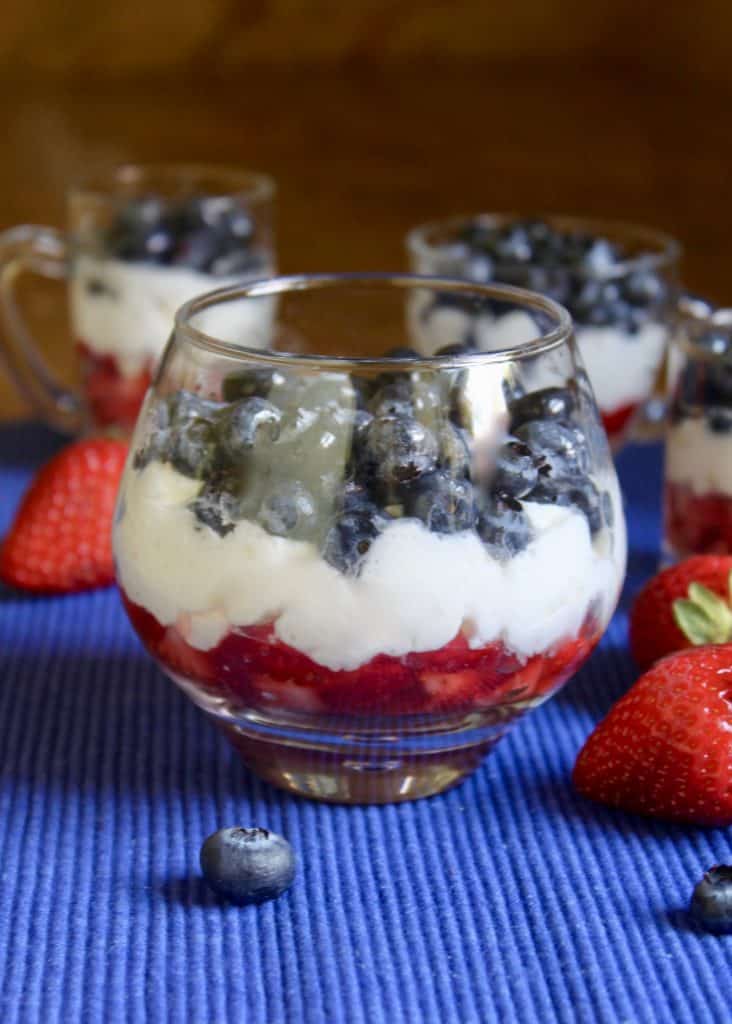 red white and blue mini trifles