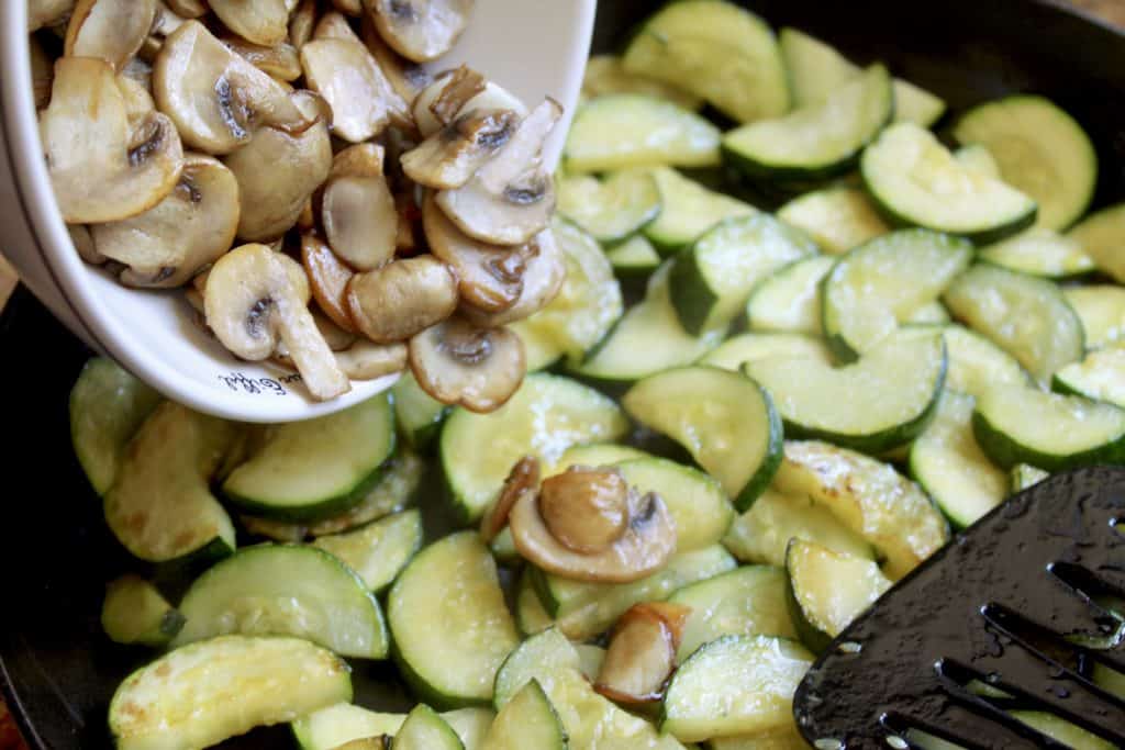 adding mushrooms to zucchini