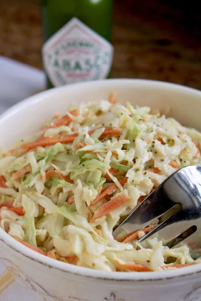 spicy cole slaw in a bowl