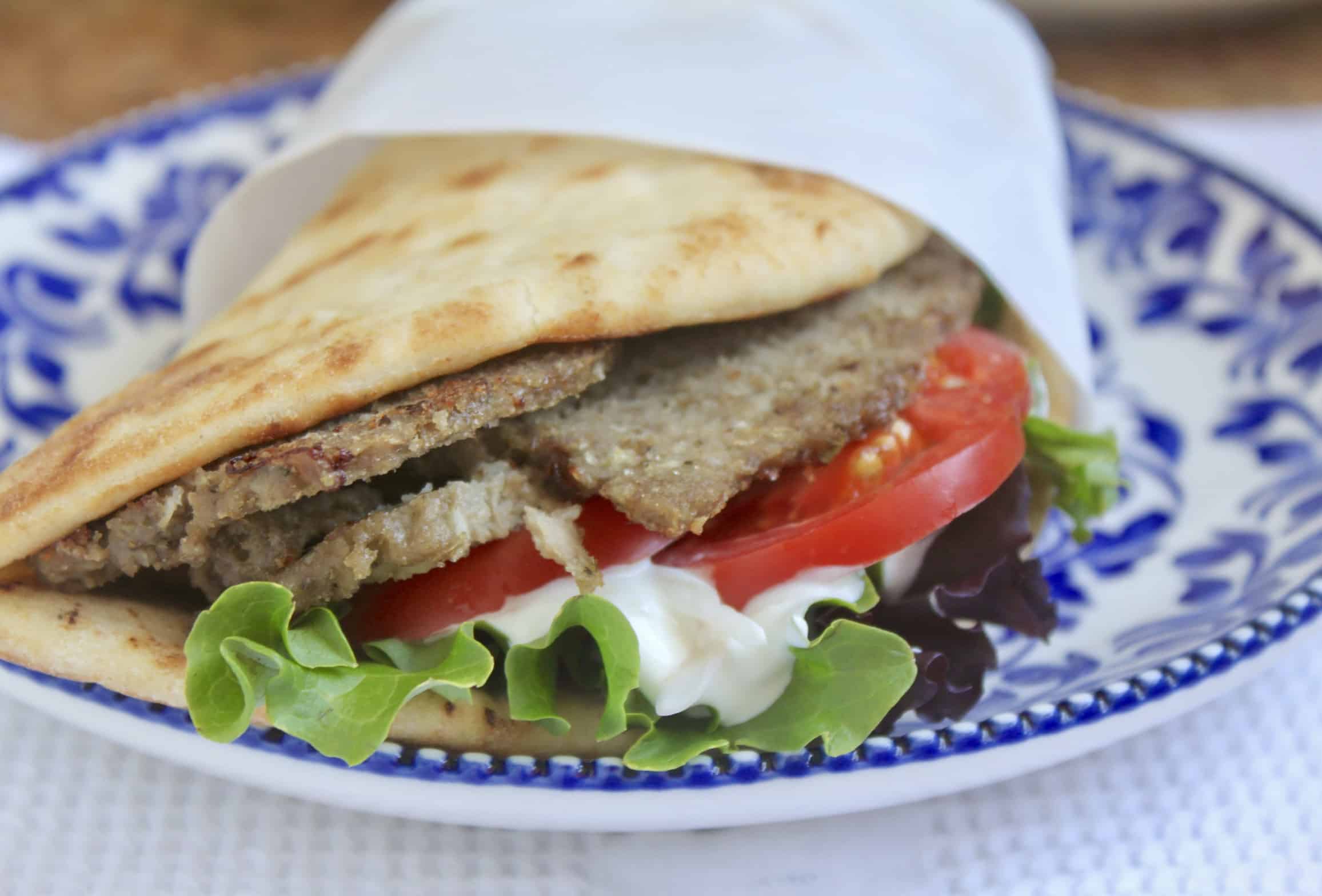 homemade Greek gyro on a plate