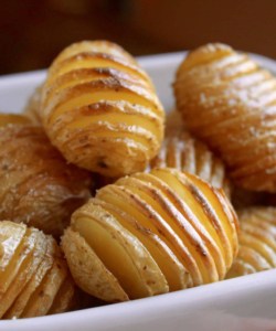 Tiny truffled hasselback potatoes