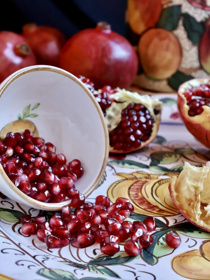 peeling pomegranates