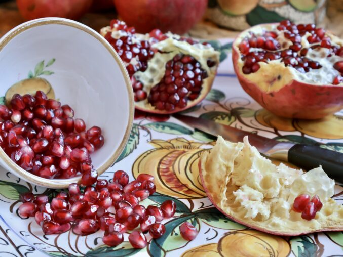 opening pomegranates