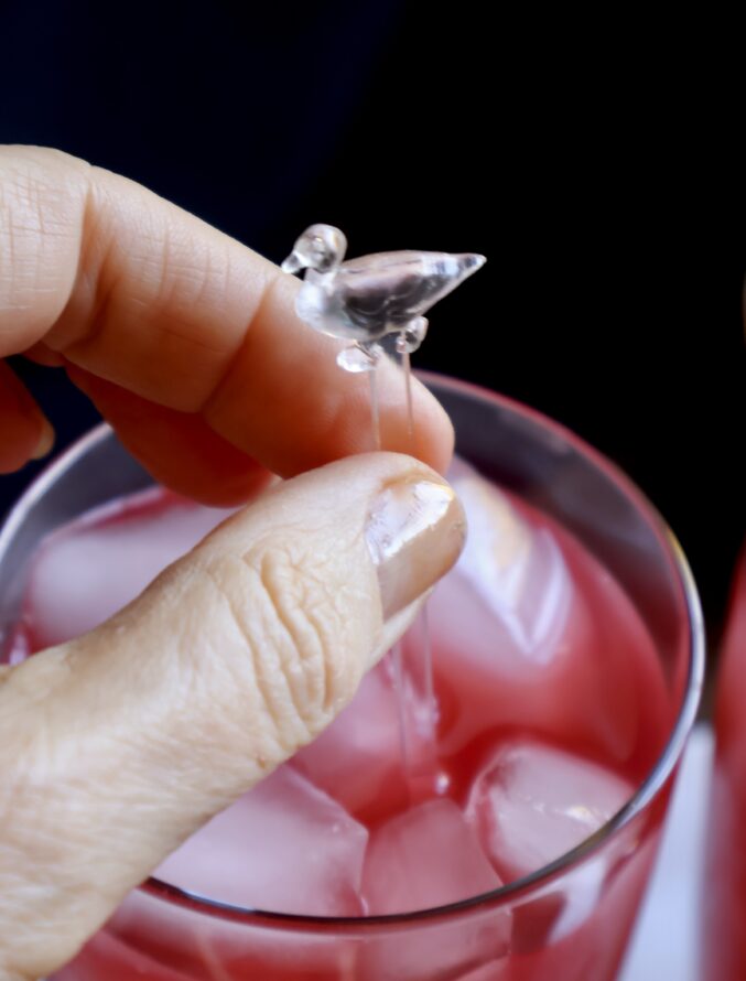 stirring the drink