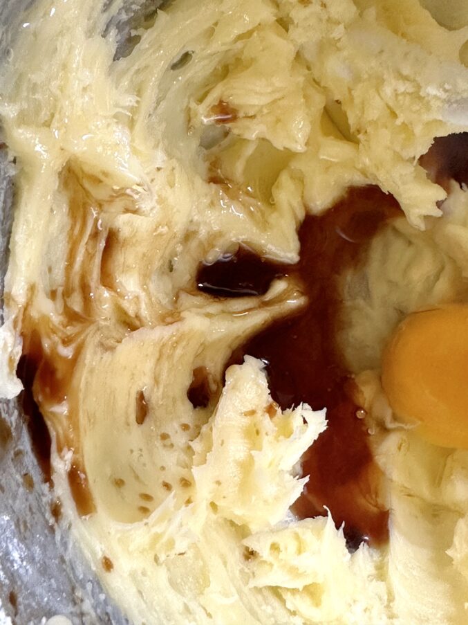 adding vanilla and egg