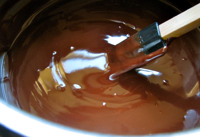 melted chocolate in a pan