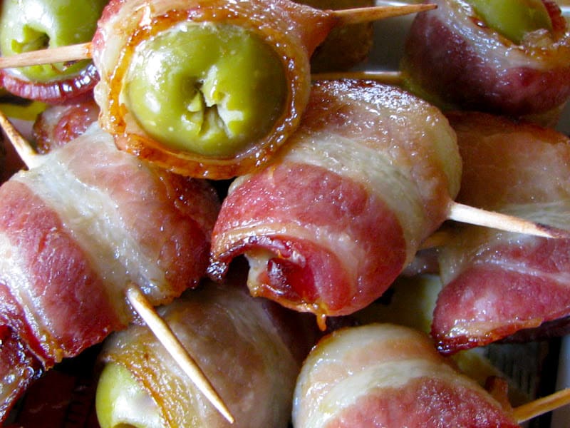 Bacon wrapped Olives