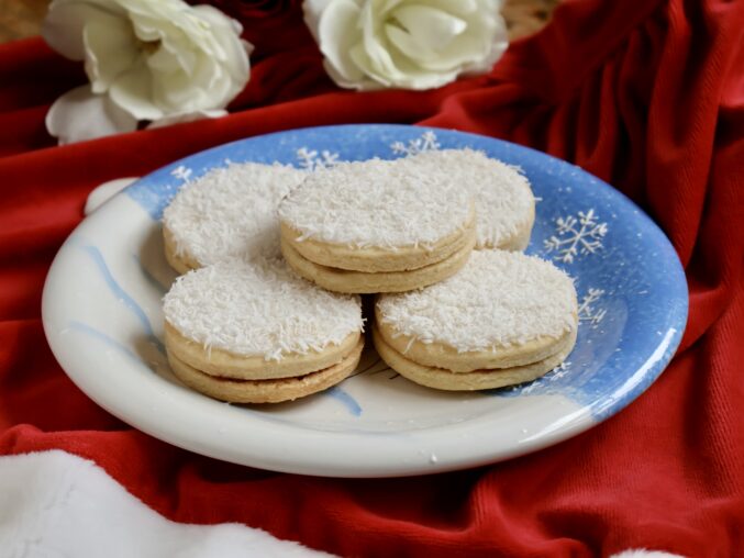 snow cookies on a plate