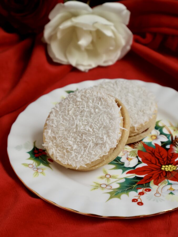 snow cookies on a plate