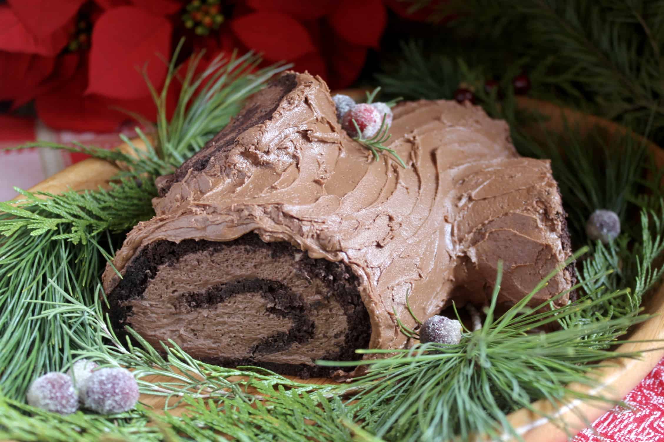 yule log with decorations