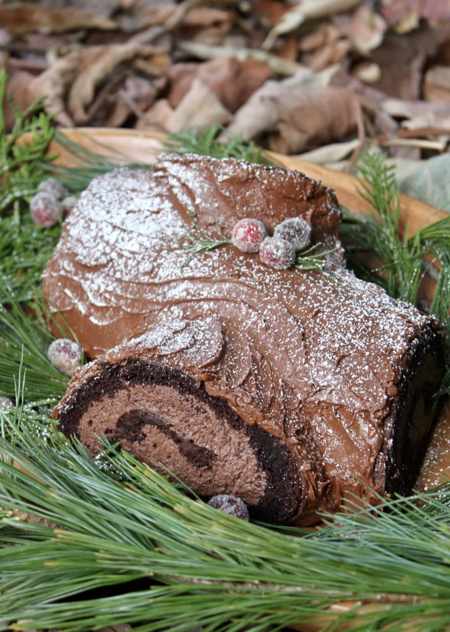 yule log in the leaves