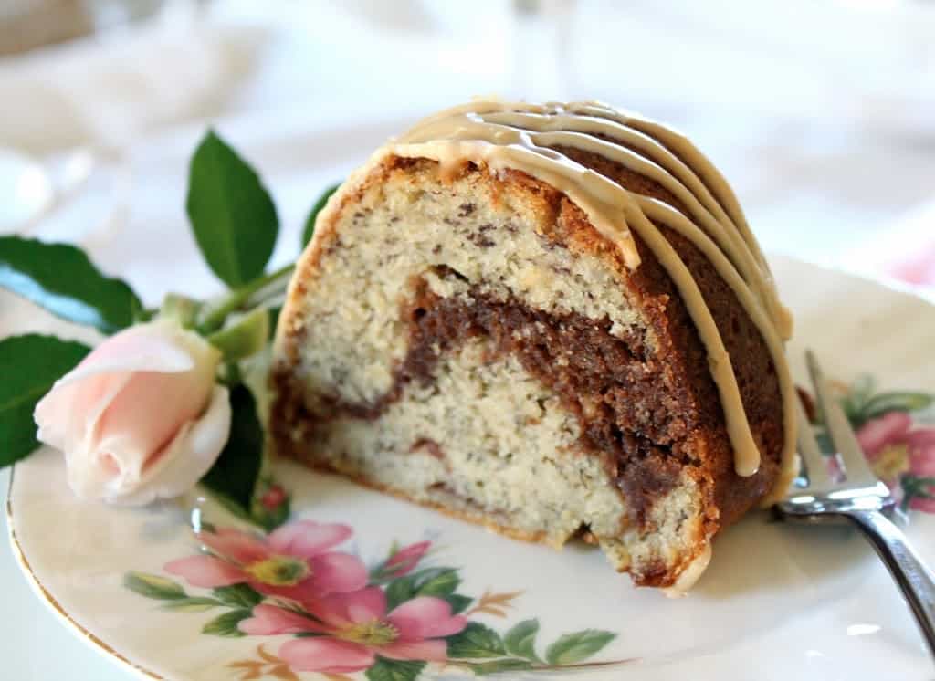 slice of banana Nutella Bundt Cake