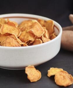 Sweet potato chips in a bowl