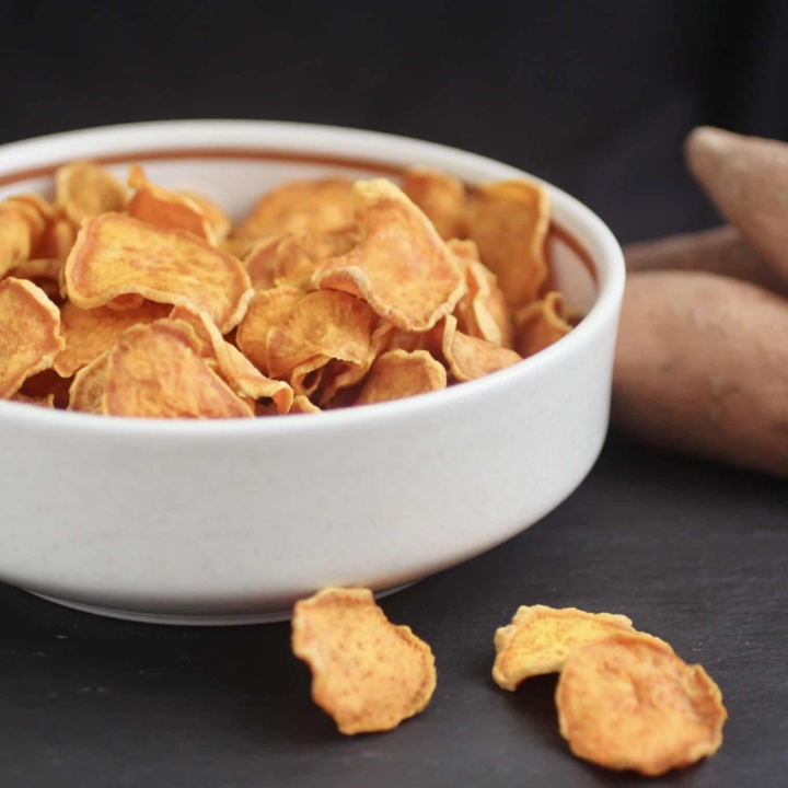 Sweet potato chips in a bowl