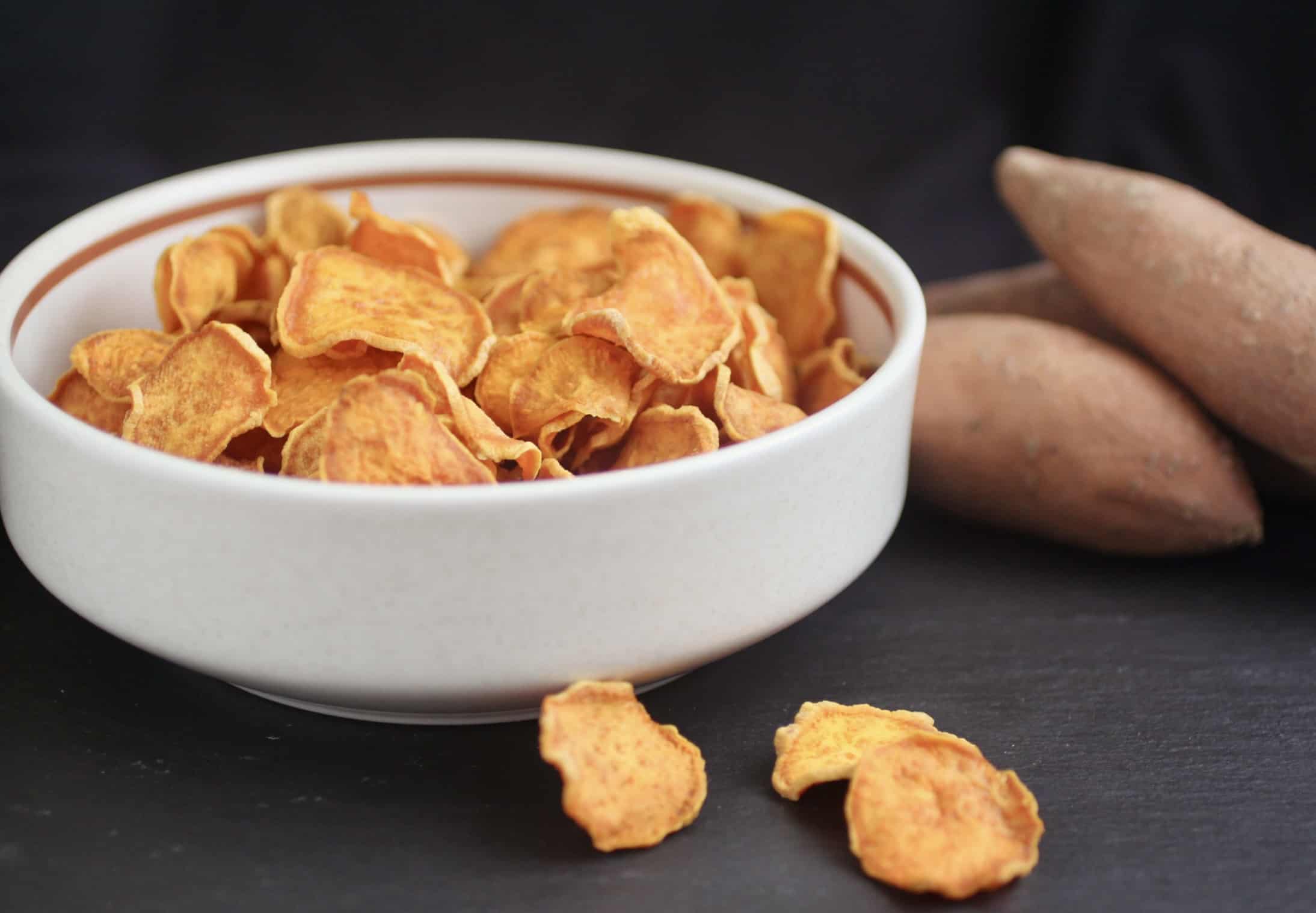 Sweet potato chips in a bowl