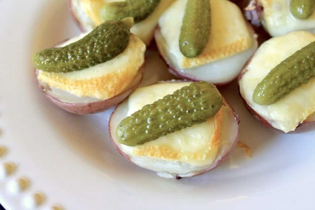 Raclette with potatoes and cornichons