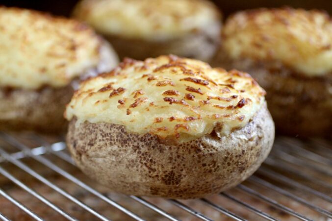 shepherd's pie baked potato after baking