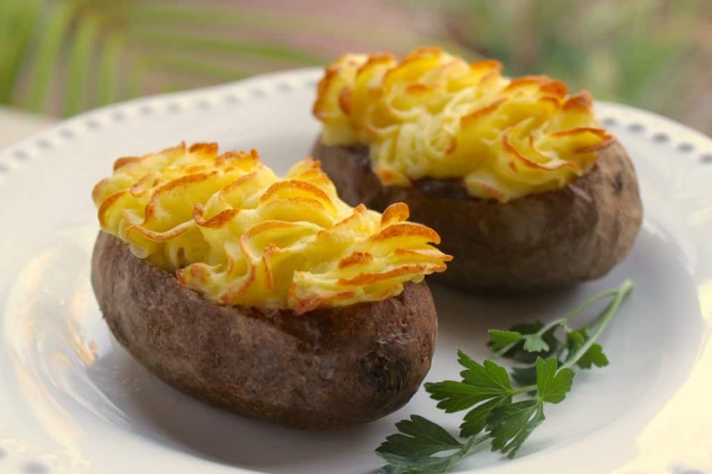 Shepherd's Pie baked potatoes in potato shells