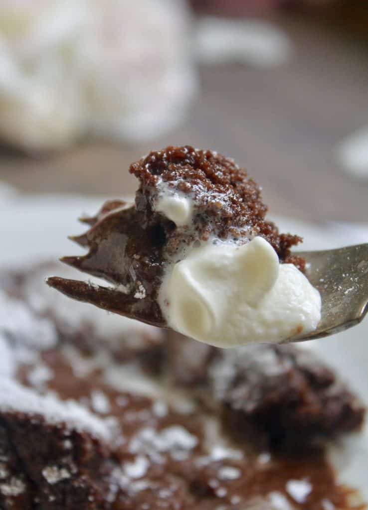 forkful of molten chocolate lava cakes