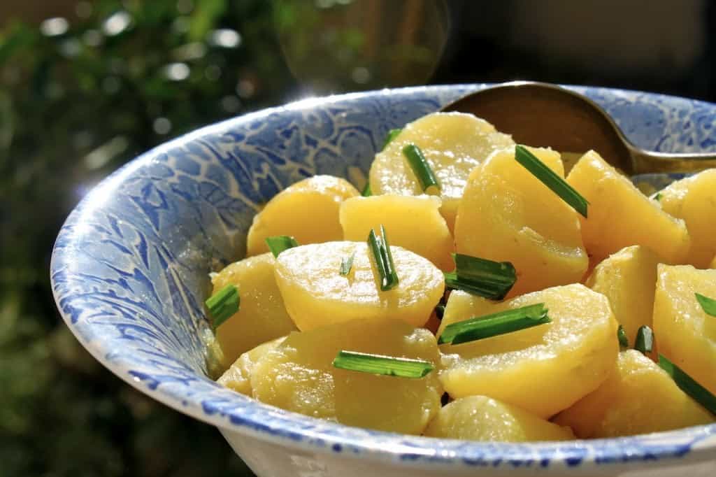 springtime green garlic potato salad