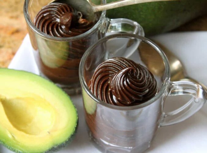 Avocado chocolate pudding in glasses no weird flavor