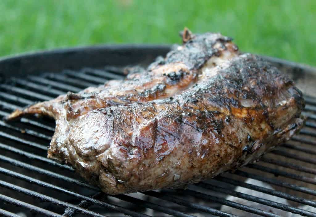 rack of lamb on a barbecue