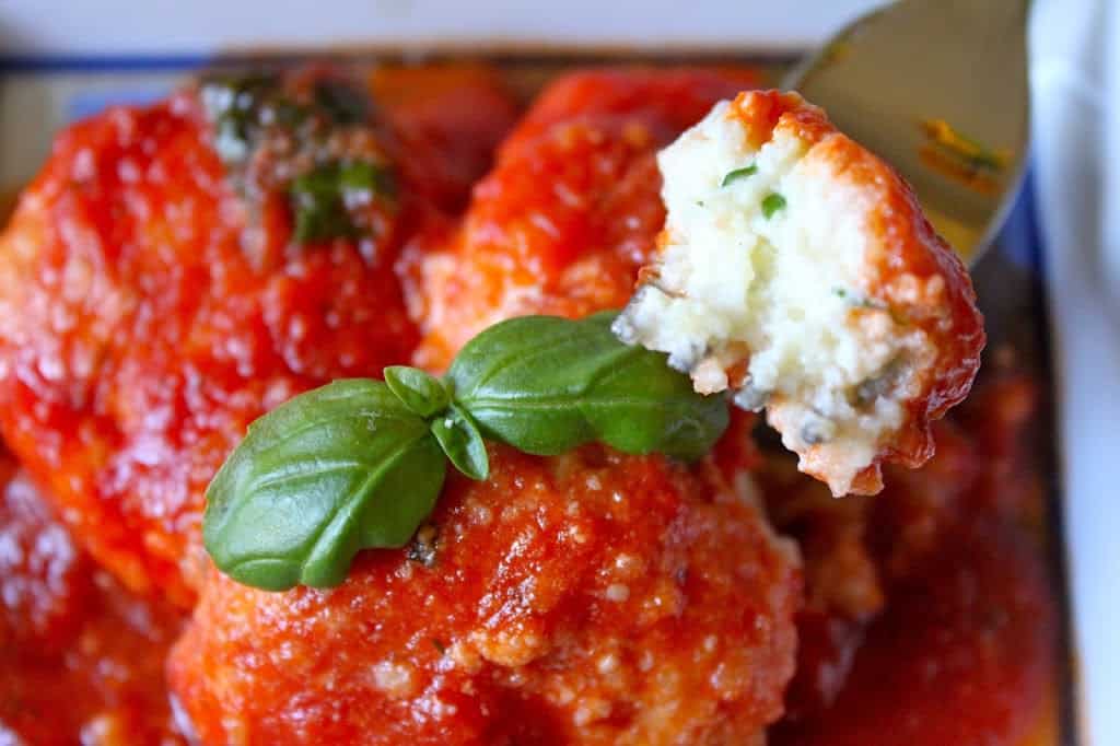 Italian ricotta dumplings with tomato sauce