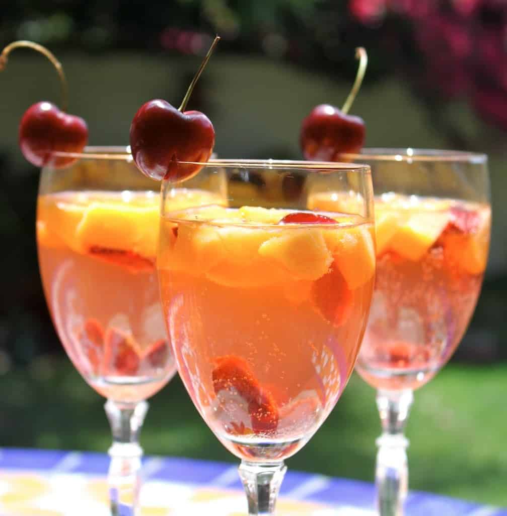 summer sangria wine fruit spritzer cherry peach plum boozy drink alcohol recipe