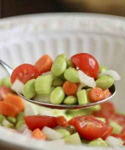 edamame salad in a spoon